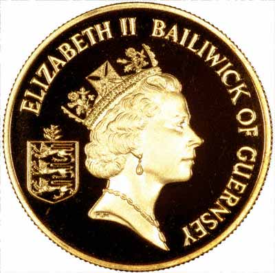 Obverse of Guernsey Gold £10 of 1994