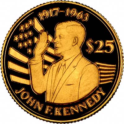 John F. Kennedy on Reverse of 1994 Niue Gold 25 Dollars