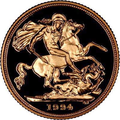 Reverse of 1994 Gold Proof Sovereign