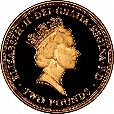 Obverse of Normal 1994 £2 Gold Proof