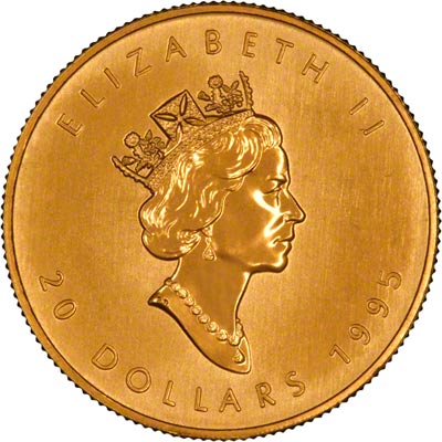 Obverse of 1998 Canadian Tenth Ounce Gold Maple Leaf
