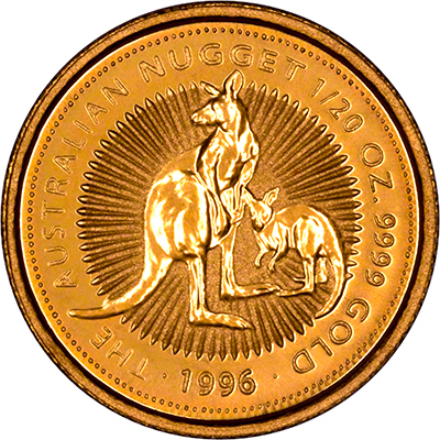 Reverse of 1996 Australian Twentieth Ounce Gold Kangaroo Nugget Coin