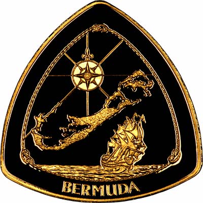 Obverse of 1996 Bermuda Gold Proof $30 Triangular Coin