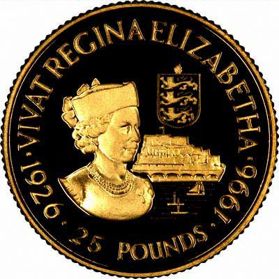 Reverse of 1996 Queen's 70th Birthday Gold Proof Twenty Five Pound Coin