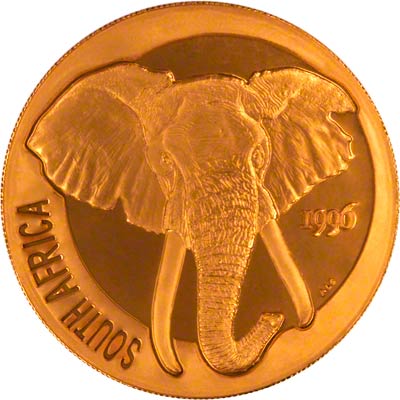 Obverse of 1996 Proof Natura One Ounce Coin - Elephant