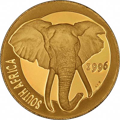 Elephant on Obverse of 1996 Proof Natura Gold Coins