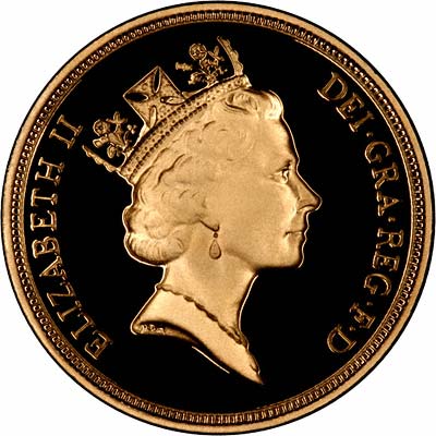 Obverse of 1996 Gold Proof Two Pounds
