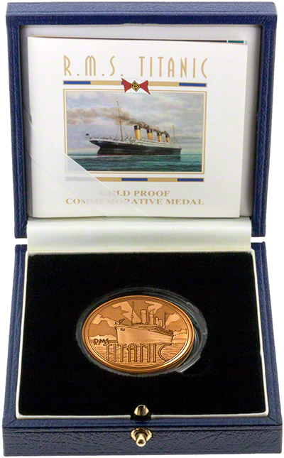 1997 RMS Titanic Gold Medallion in presentation box
