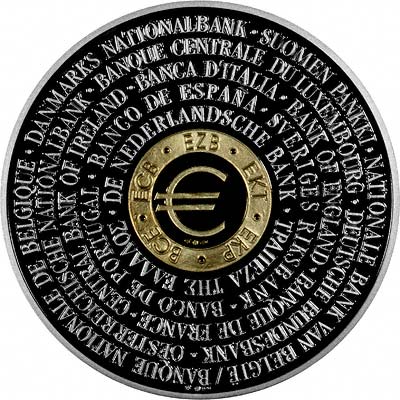 Obverse of 1998 ECB Bimetallic Gold & Silver Medallion