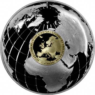 Reverse of 1998 ECB Bimetallic Gold & Silver Medallion