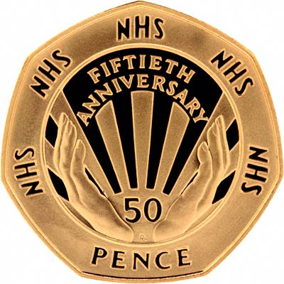 Obverse of 1998 Fifty Pence Gold Proof