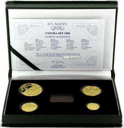 1998 South African Natura 4 Coin Gold Collection 