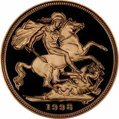Reverse of 1998 Gold Proof Two Pounds