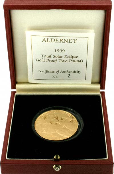 1999 Alderney Solar Eclipse 125th Anniversary Gold £2 Proofs in Box