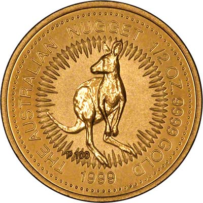 Reverse of 1999 Australian Gold Kangaroo Nugget Coin