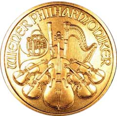 Reverse of 2004 Austrian One Ounce Philharmoniker Gold Coin