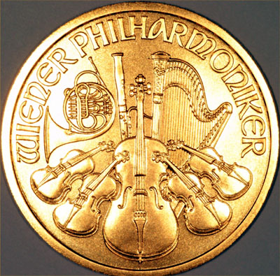 Our 1999 One Ounce Austrian Gold Philharmoniker Coin Reverse Photo