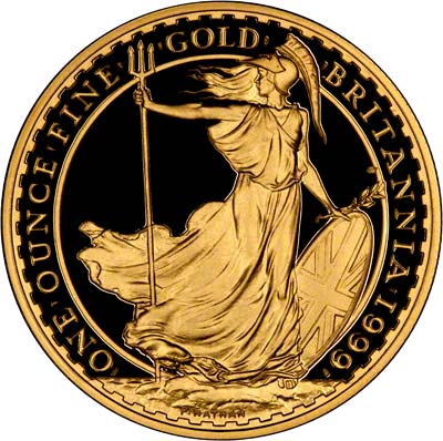 Reverse of 1999 Gold Proof One Ounce Britannia