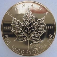 Reverse of 1999 Canadian One Ounce Gold Maple Leaf