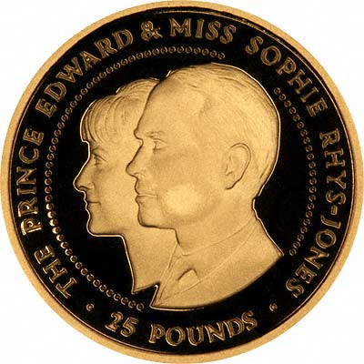 Prince Edward & Miss Sophie Rhys-Jones on Reverse of 1999 Guernsey Gold £25 Proof Coin