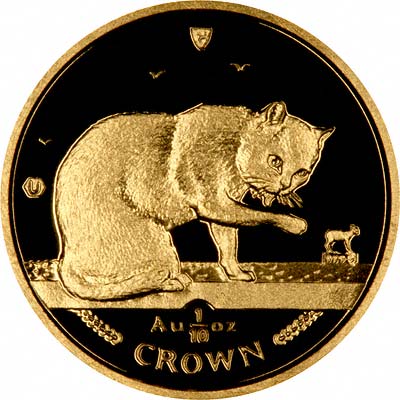 British Blue Cat on Reverse of 1999 Manx Gold Crown