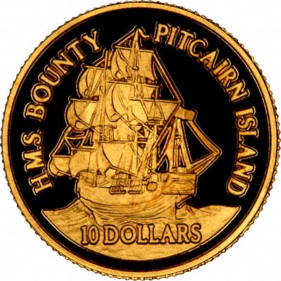 Reverse of 1999 Pitcairn Islands Gold 10 Dollars