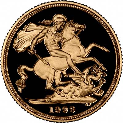 Reverse of 1999 Gold Proof Two Pounds