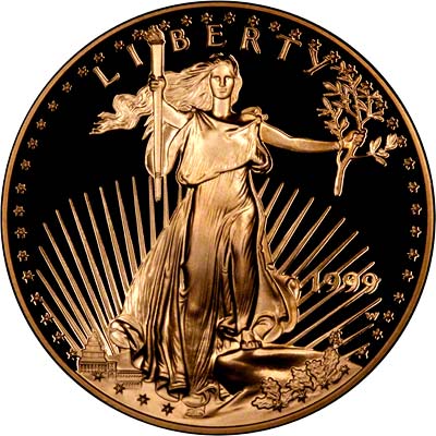 Obverse of 1999 Gold Proof One Ounce Eagle