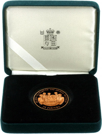 2000 Alderney Gold Proof Piedfort Twenty Five Pounds in Presentation Box
