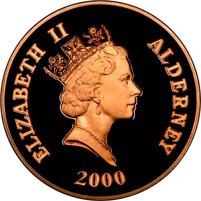 Obverse of 2000 Alderney Gold Proof Piedfort Twenty Five Pounds