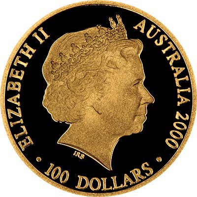 Obverse of 2000 Sydney Olympic $100 Gold Proof Coin
