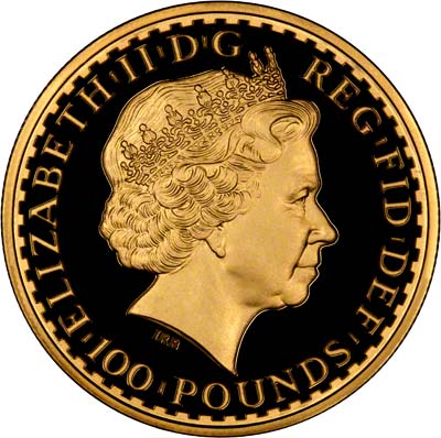 Obverse of 2000 Gold Proof One Ounce Britannia