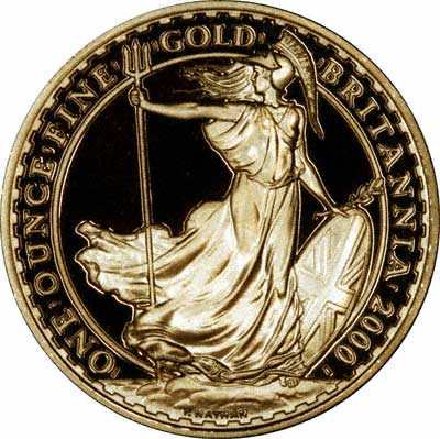 Reverse of 2000 One Ounce Gold Proof Britannia