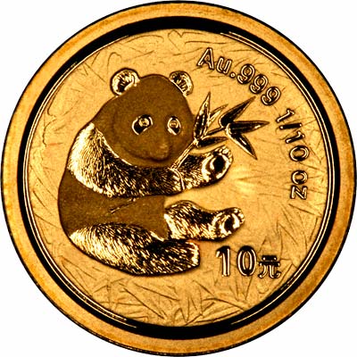 Reverse of 2000 Tenth Ounce Gold Panda Coin