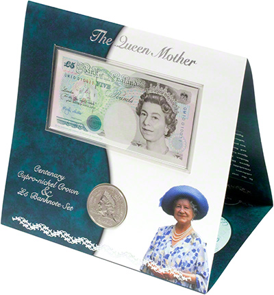 Cupro-Nickel Five Pound Crown and Five Pound Note