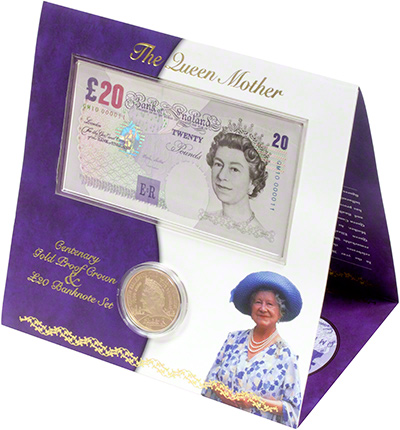 Gold Proof Five Pound Crown and Twenty Pound Note