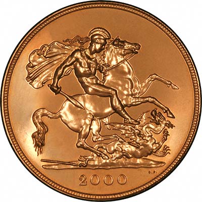 ~Reverse of 2000 Bullion Gold 5 Quintuple Sovereign