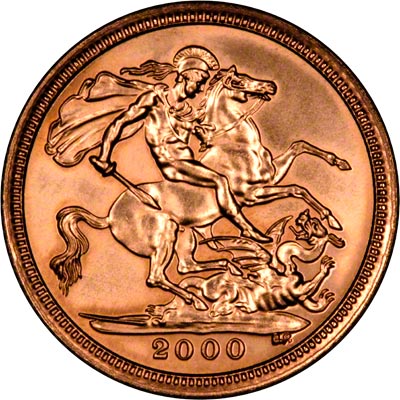 Reverse of 2000 Uncirculated Half Sovereign