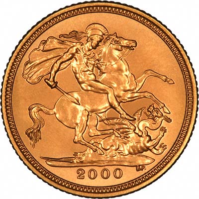 Reverse of 2000 Uncirculated Half Sovereign