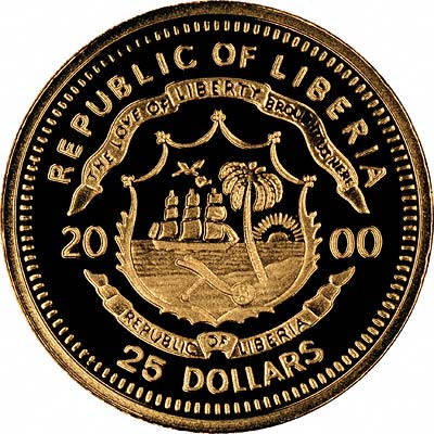Obverse of Liberian Gold 25 Dollars