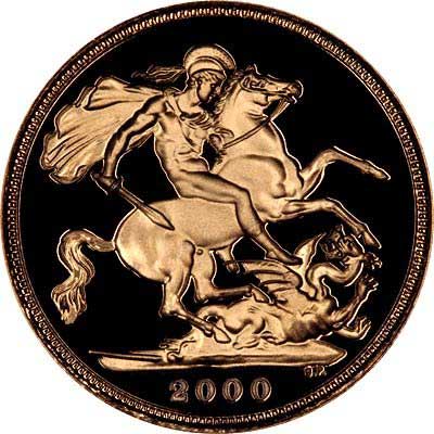 Reverse of 2000 2000 Gold Proof Two Pounds