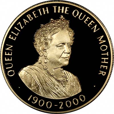 Queen Mother on Reverse of 2000 Saint Helena 50 Pence Gold Proof Coin