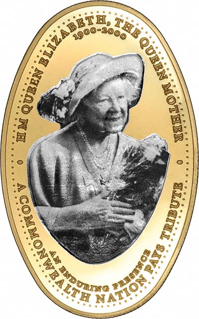 Printed Photograph of the Queen Mother on Reverse of 2000 Zambian Gold 10,000 Kwachas