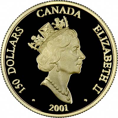 Obverse of 2001 Canadian Gold Proof 150 Dollars