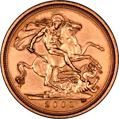 Reverse of 2001 Uncirculated Half Sovereign