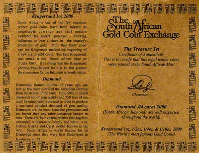 2001 21st Century Kruger Set Certificate