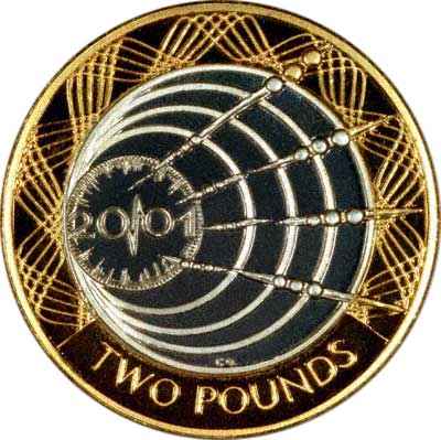 Reverse of 2001 Marconi £2 Proof