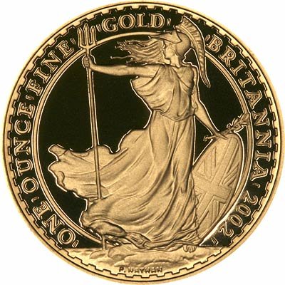 Reverse of 2002 Tenth Ounce Gold Britannia Proof
