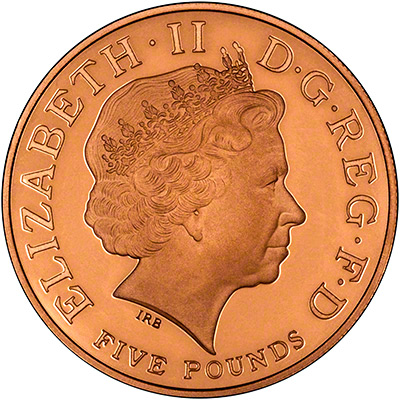 Obverse of 2002 Gold Proof Five Pound Crown