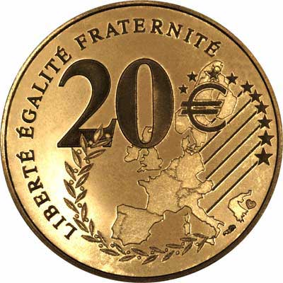 Reverse of 2002 French Gold Proof 20 Euros